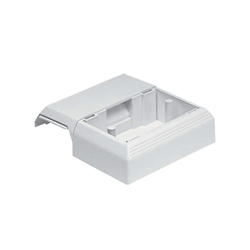 T45WCIW Caja Superficial Con Bisagras de Instalación a Presión, Para Canaletas T45, Material PVC Rígido, Color Blanco Mate