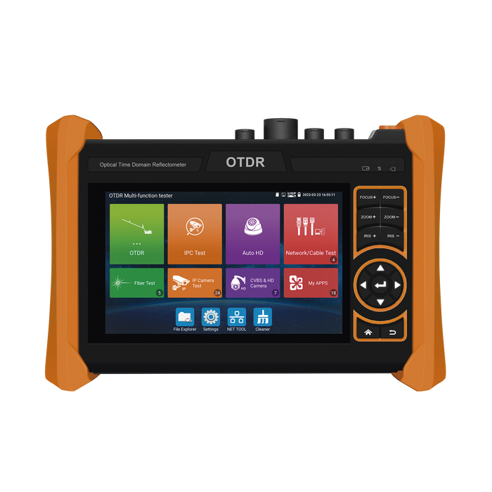 Probador de Vídeo y OTDR / Pantalla LCD de 7 / IP ONVIF / 8MP TVI + 8MP CVI + 8MP AHD + SDI/EXâ?SDI + Cable TDR / Prueba de Red de Fibra Óptica