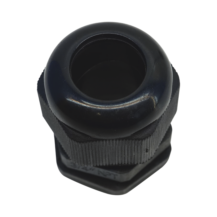 Conector Plástico Negro Tipo Glándula para Rosca NPT 3/4