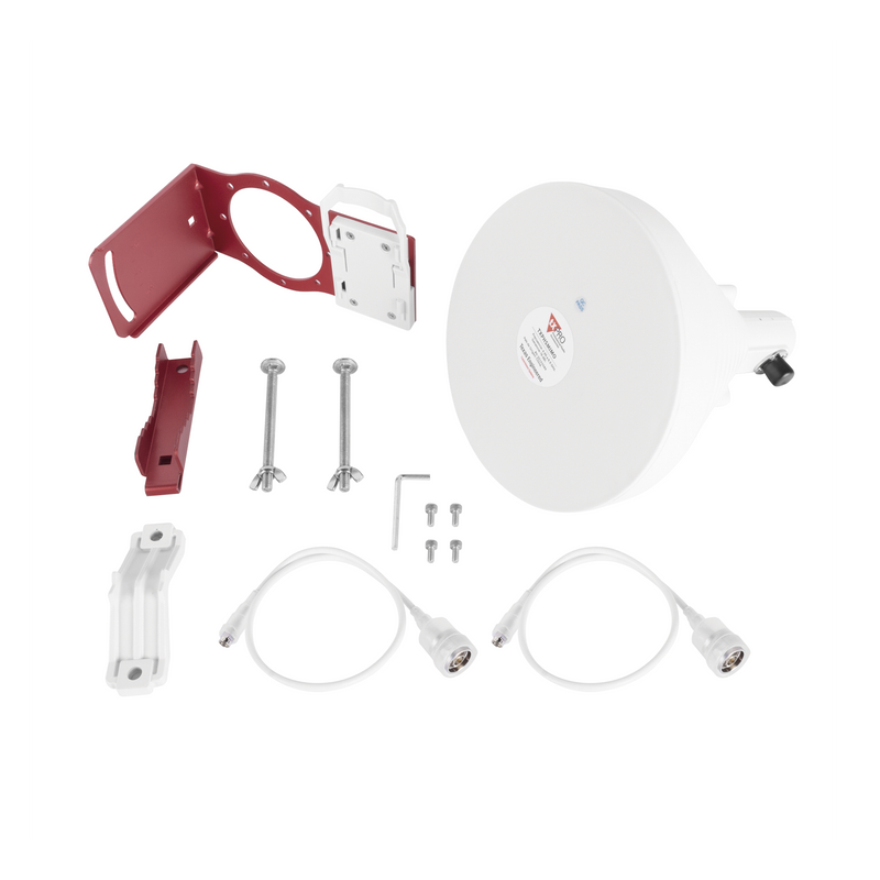 TXPJHSMIMO Antena Tipo Horn de 30 °, 19 dBi, 4.9-6.5 GHz, Ideal para ambientes de alto ruido,  Tipo de conector N-Hembra, con montaje y jumpers incluidos