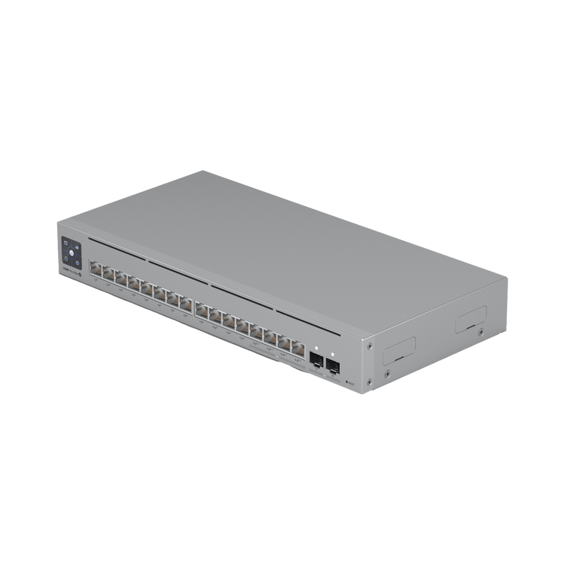 USW-PRO-MAX-16-POE UniFi Switch Pro Max 16 PoE con funciones Capa 3, 16 puertos EtherLight RGB / (4) puertos 2.5 GbE POE++ y (12) puertos GbE POE+ /(2) puertos SFP+ 10G /con pantalla táctil informativa, hasta 180W de presupuesto POE