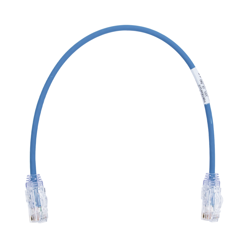 UTP28SP1BU Cable de Parcheo TX6, UTP Cat6, Diámetro Reducido (28AWG), Color Azul, 1ft