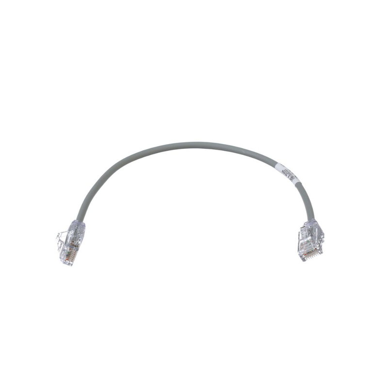 UTP28SP1GY Cable de Parcheo TX6, UTP Cat6, Diámetro Reducido (28AWG), Color Gris, 1ft