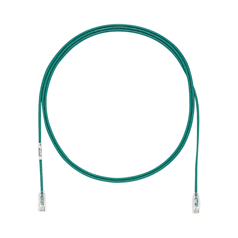UTP28SP5GR Cable de Parcheo TX6, UTP Cat6, Diámetro Reducido (28AWG), Color Verde, 5ft
