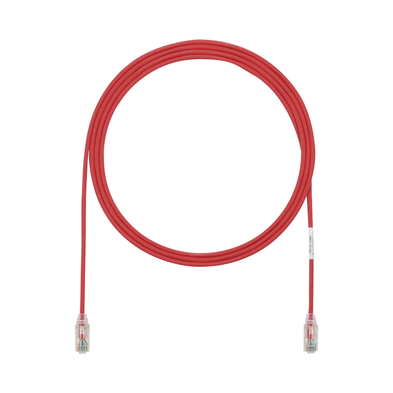 UTP28SP7RD Cable de Parcheo TX6, UTP Cat6, Diámetro Reducido (28AWG), Color Rojo, 7ft