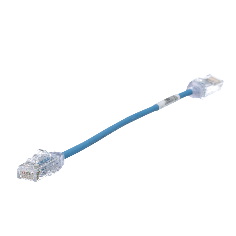 UTP28SP8INBU Cable de Parcheo TX6, UTP Cat6, Diámetro Reducido (28AWG), Color Azul, 8in (20.2cm)