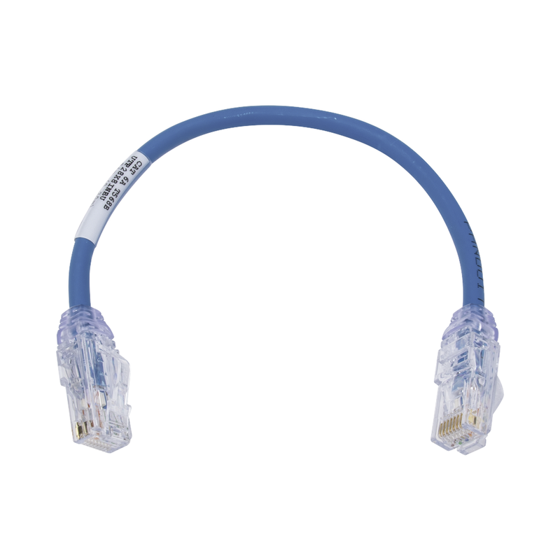 UTP28X1BU Cable de Parcheo UTP Cat6A, CM/LSZH, Diámetro Reducido (28AWG), Color Azul, 1ft