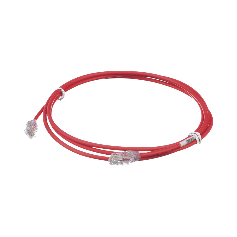 UTP28X7RD Cable de Parcheo UTP Cat6A, CM/LSZH, Diámetro Reducido (28AWG), Color Rojo, 7ft