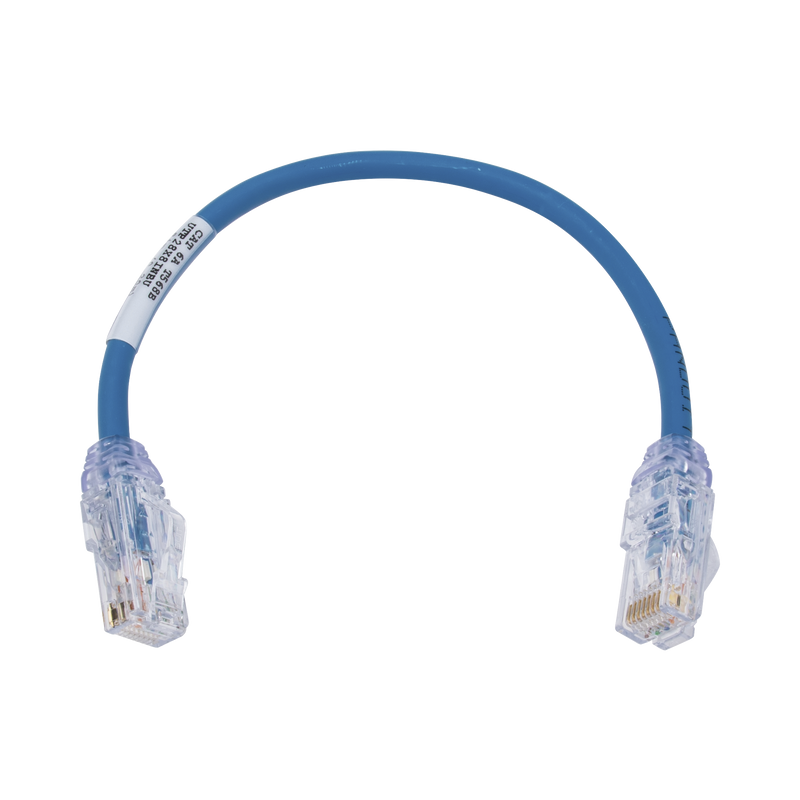 UTP28X8INBU Cable de Parcheo UTP, Cat6A, Diámetro Reducido (28 AWG), CM/LSZH, Color Azul, 8in (20.3cm)