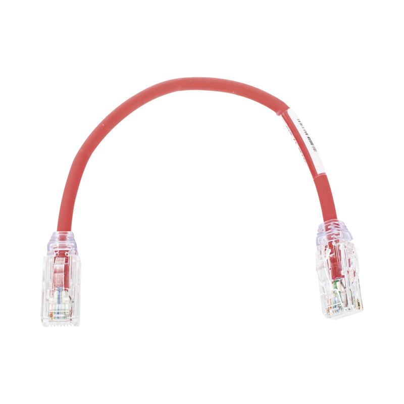 UTP28X8INRD Cable de Parcheo UTP, Cat6A, Diámetro Reducido (28 AWG), CM/LSZH, Color Rojo, 8in (20.3cm)