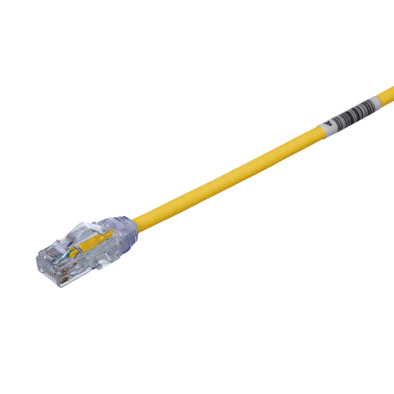 UTP28X8INYL Cable de Parcheo UTP, Cat6A, Diámetro Reducido (28 AWG), CM/LSZH, Color Amarillo, 8in (20.3cm)