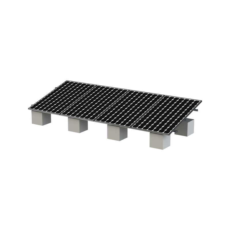 VEKTOR8R Kit Montaje para 4 Módulos de 30-35 mm espesor / Riel No.8 / Vel. de Viento Máx. 136km/h / Ajustable 20° a 45° / 5400mm Longitud