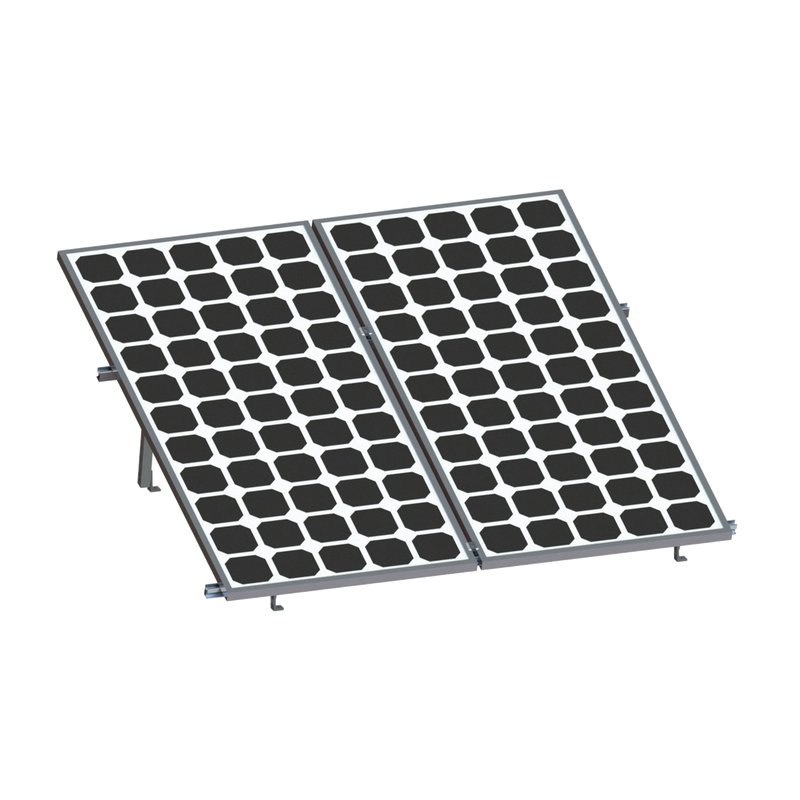 VEKTOR8R2700 Montaje para 2 Paneles Solares, Riel 8 de 2700mm para Módulos con Espesor de 30-35mm, Velocidad de Viento Máx. 136km/h