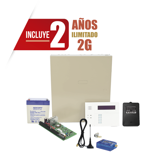 (2 Años datos ILIMITADO INCLUIDO) Kit Vista48LA con comunicador MINI012G, Teclado, Gabinete, Bateria y Transformador