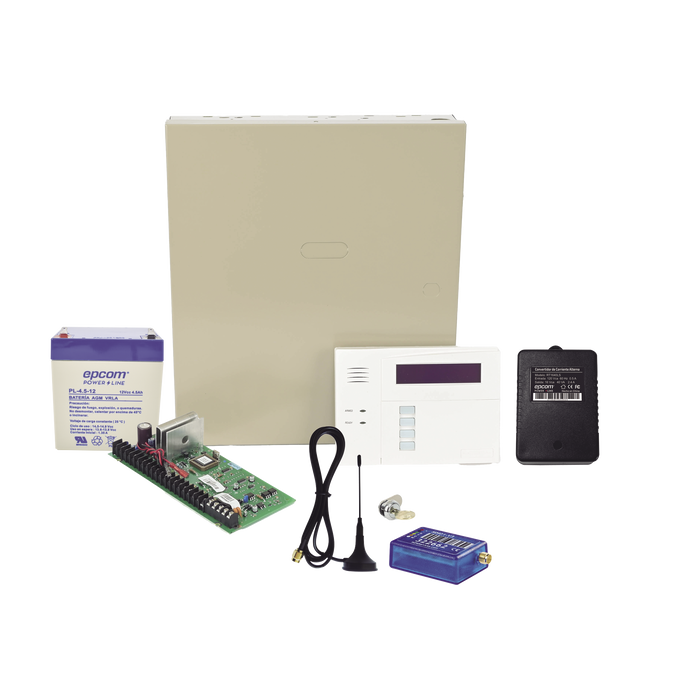 (1 Año datos ILIMITADO INCLUIDO) Kit Vista48LA con comunicador MINI012G, Teclado, Gabinete, Bateria y Transformador