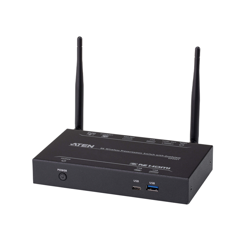 VP2021 Switch de presentaciones | Resolución 4K |  Diferentes herramientas de colaboración: Anotación, pizarra y captura | inalámbrico con Quad View | Multi-view se pueden compartir hasta 4 fuentes de forma inalámbrica