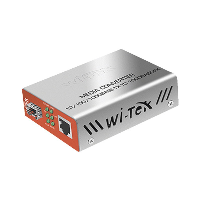 WI-MC-111GP Convertidos de medios / 1 puerto RJ45 100/1000 Mbps PoE Out 802.3af/at / 1 SFP 1000Mbps / hasta 25 Km