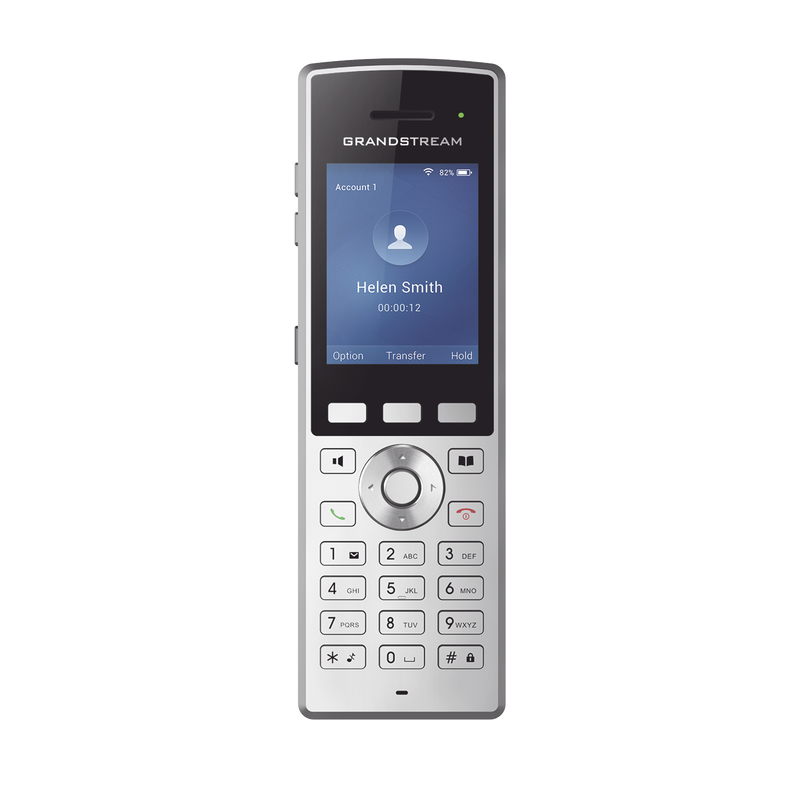 WP822  Teléfono WiFi portátil empresarial con 2 lineas y cuentas SIP, Bluetooth y botón Push-to-talk