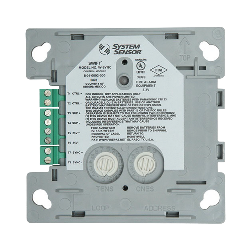 W-SYNC Módulo de Sincronización Inalámbrico / Compatible con Paneles Notifier, Fire-Lite, Silent Knight y Farenhyt / Incluye Baterías