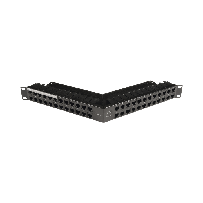 Patch Panel Z-MAX de 48 puertos, Blindado, Precargado con Jacks Categoría 6A, Angulado, 1UR