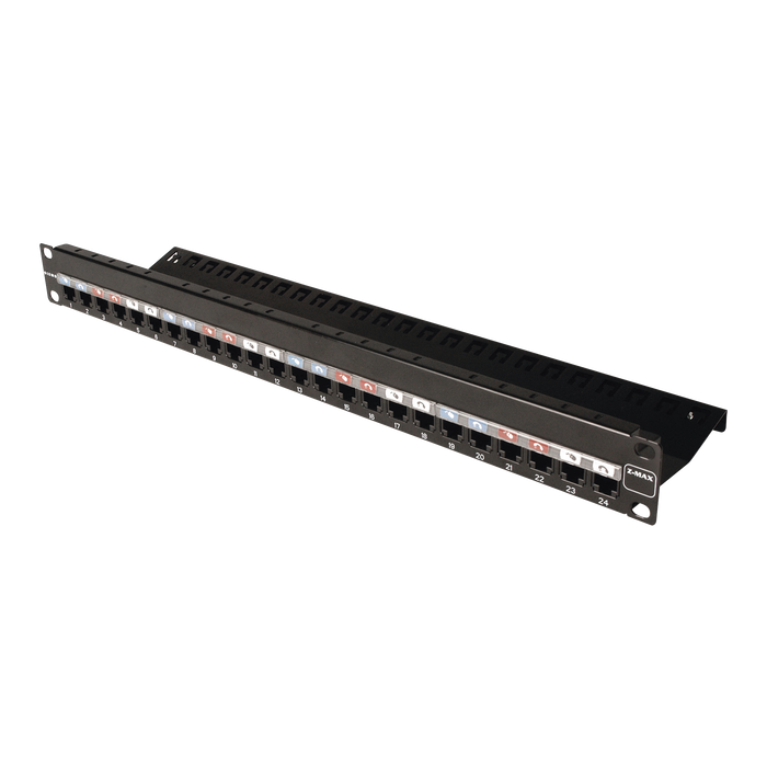 Patch Panel Z-MAX, de 24 puertos, Modular (vacío), Plano, 1UR