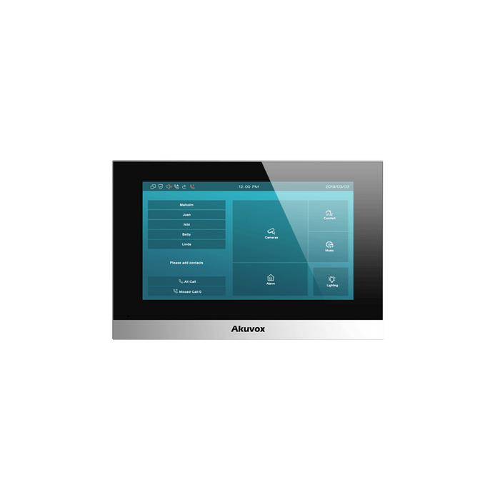 Monitor Color Negro Linux / Pantalla Touch de 7 Pulgadas / SIP / POE / WIFI / Compatible con Frentes de Calle Akuvox