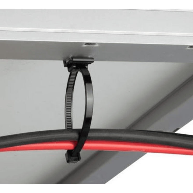 SVSA12-2S-C0 Cincho de Nylon 6.6 Solar Clip, 188mm largo x 14mm ancho, Color Negro, Exterior Resistente a Rayos UV, Paquete de 100pz
