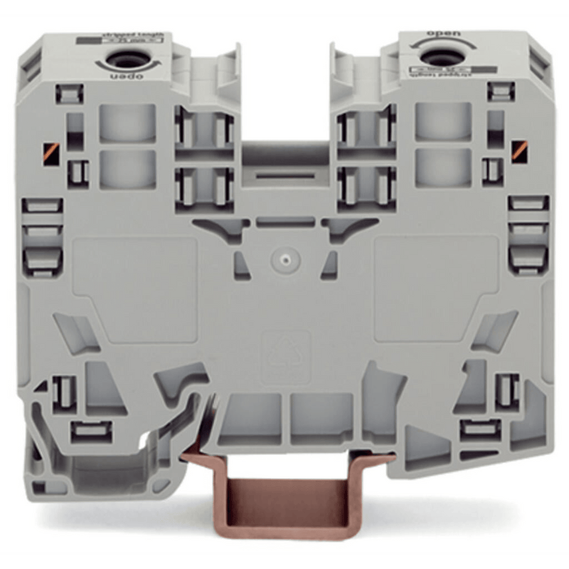 285-135 Borna de Paso / 2 Conductores / 35 mm² / POWER CAGE CLAMP / Montaje en Carril DIN 35 x 15 / Poliamida (PA66) / Gris / Tensión 1000 V / Corriente 125 A