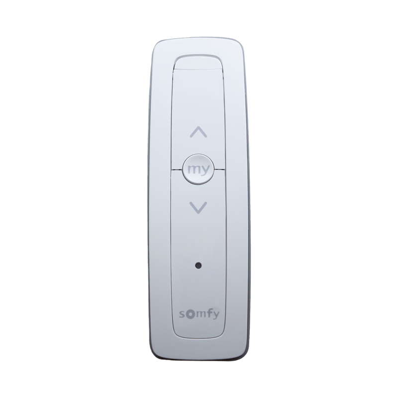 SITUO1RTSPURE Control remoto 1 canal para motores de persiana Somfy con señal inalámbrica, instrucciones: sube, baja y detener, con posición favorita programada.