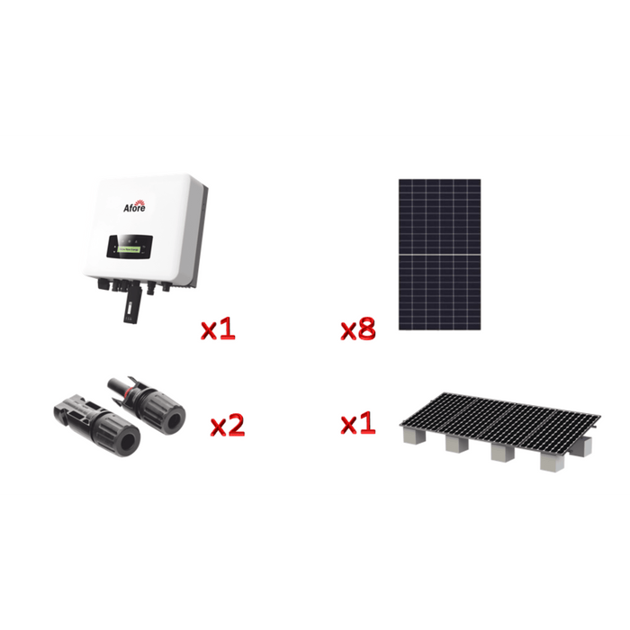 Kit Solar Interconexion 5kW 220Vca / Inversor AFORE / 8 Paneles de 620W / Montaje Incluido
