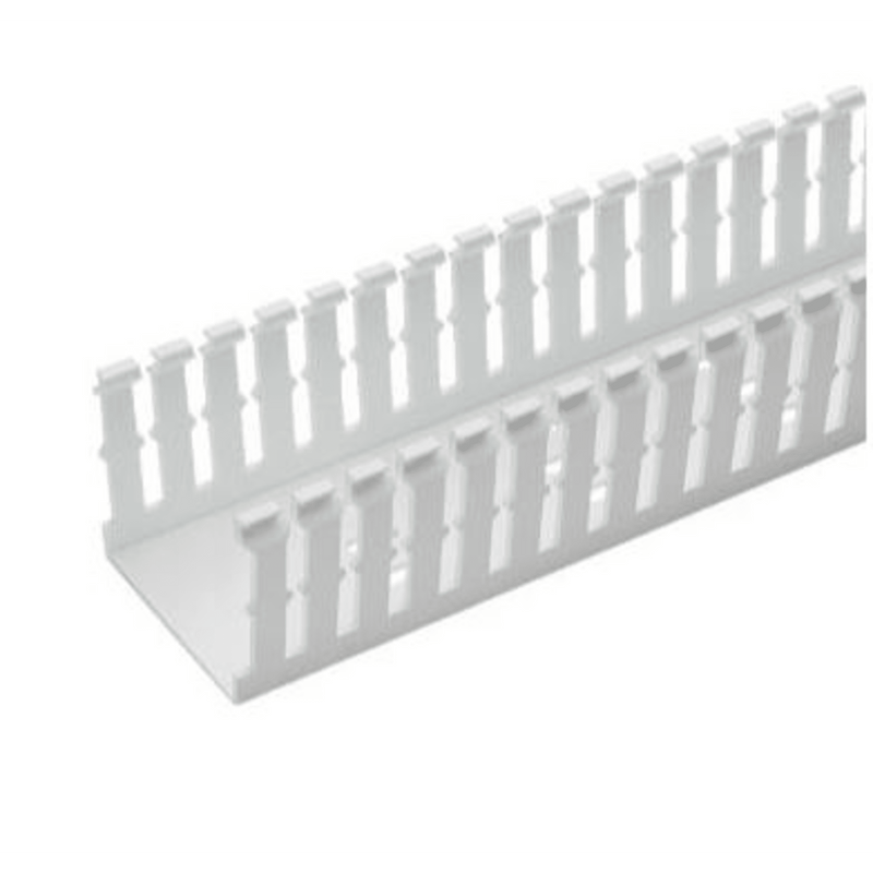 F2X3WH6 Canaleta Ranurada Angosta de PVC Sin tapa, Tipo F, 57.2 mm de Ancho, 79.8 mm de Alto y 1.8 m de Largo, Color Blanco