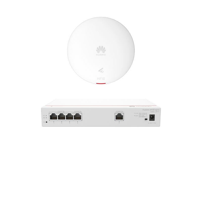 DEMO-S380-AP361 Kit DEMO de Router Multi-Servicio / 1 puerto 10/100/1000 Mbps(WAN) / 4 puertos 10/100/1000 Mbps(LAN) PoE / 50W + Punto de Acceso Wi-Fi 6 / 1.775 Gbps / MU-MIMO 2x2 (2.4GH y 5GHz) / Smart Antenna más cobertura / Instalación en techo y pared