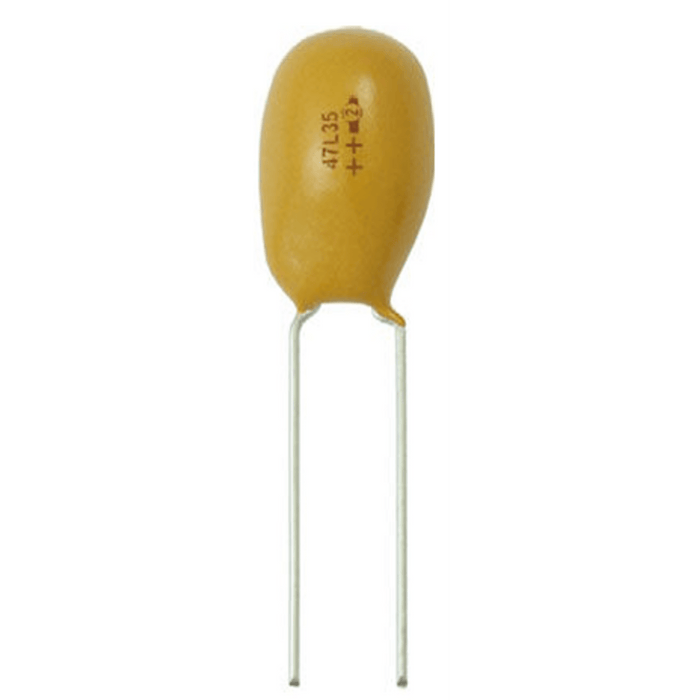 Capacitor de Tantalio de 2200nF , Emplomado sólido de 25 Vcc