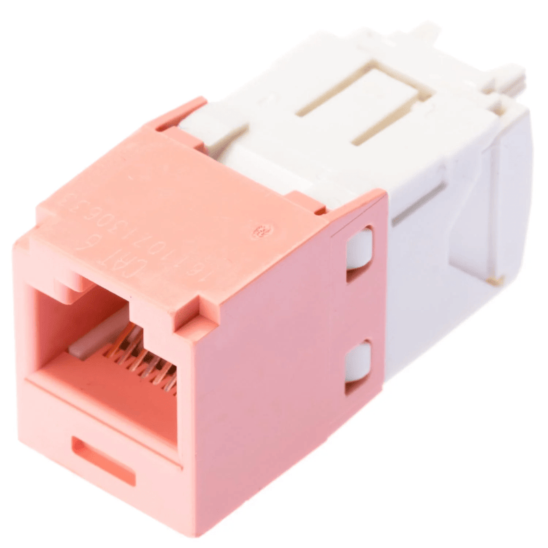 CJ688TGPK Conector Jack RJ45 Estilo TG, Mini-Com, Categoría 6, de 8 posiciones y 8 cables, Color Rosa