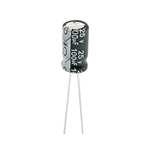 0100M0025V Capacitor Electrolítico de Aluminio, Radial de 100 µFd, 25 Vcc, 105 °C, 6.3 x 11 mm. - Toer