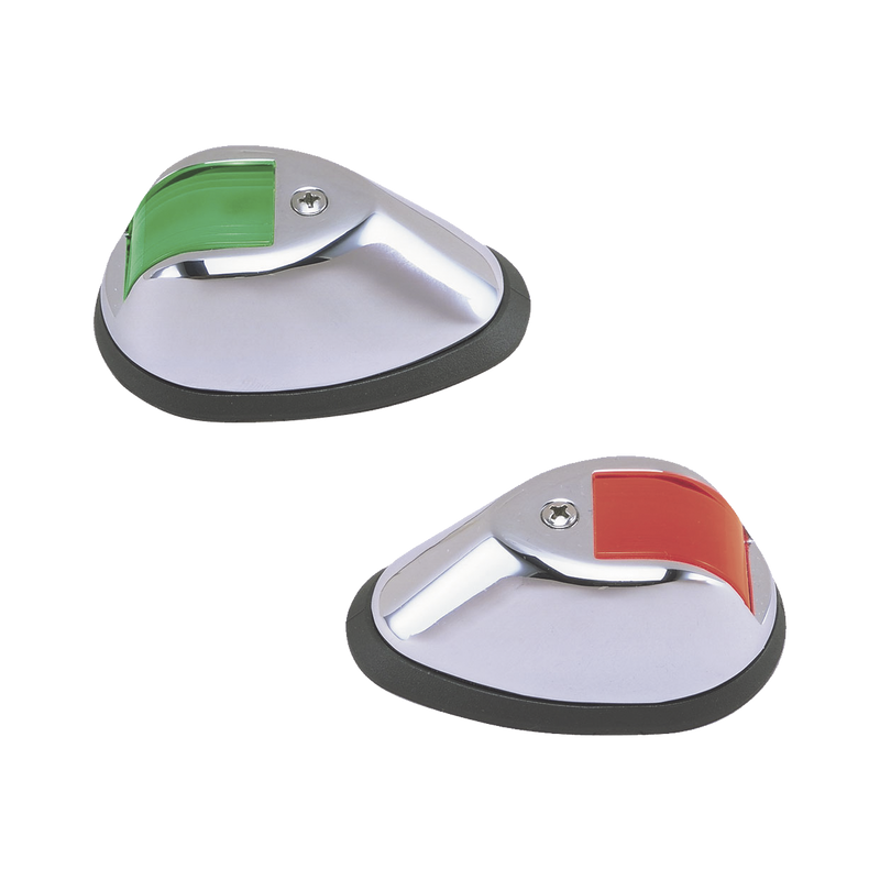 0254-M00-DP1 Set de Luces de Navegación Verticales en Carcasa Cromada en Color Rojo/Verde para Embarcaciones a Motor de Hasta 20 Metros