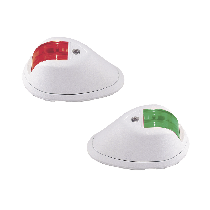 0254-W00-DP1 Set de Luces de Navegación Verticales Rojo / Verde con Carcasa en Color Blanco para Embarcaciones a Motor de Menos de 20 Metros