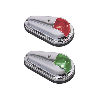 Luz de Navegación Bicolor, Acero Inoxidable Pulido, Base Polímero Negro, Lentes Rojo y Verde, 1 Milla Náutica, 12V, 10W, Contactos Bañados en Oro, Para Embarcaciones hasta 12m, Vendido en Pares