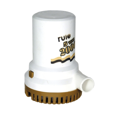 Bomba sumergible de achique serie gold de 2000 galones por hora a 12 Volts de corriente directa.