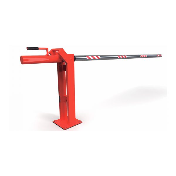 SAXXON EH50L - Barrera manual para control de acceso vehicular / 5 Metros / Brazo de aluminio / REFLEJANTES / Color Rojo / Sobre Pedido T. E. de 2 a 3 Semanas