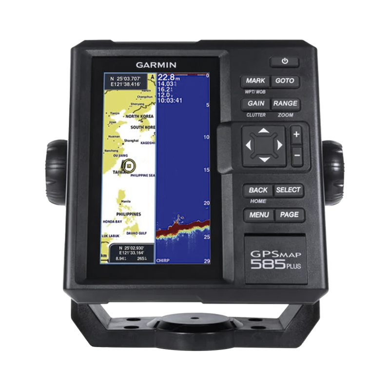 10-01711-00 Plotter de Navegación GPSMAP 585 Plus / Pantalla 6 WVGA / Sonar CHIRP 600W / ClearVü Scanning Sonar / Compatible GPS-GLONASS-BeiDou / Quickdraw Contours / 2 Ranuras SD / IPX7 / Multiidioma