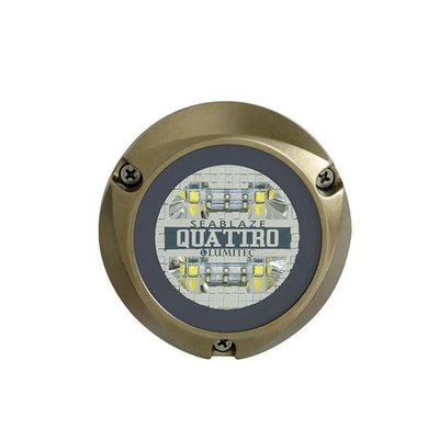 Luz led marina sumergible SeaBlaze Quattro, emite luz multicolor de 2000 lúmenes, fabricada en bronce naval con grado de protección IP68. - Toer