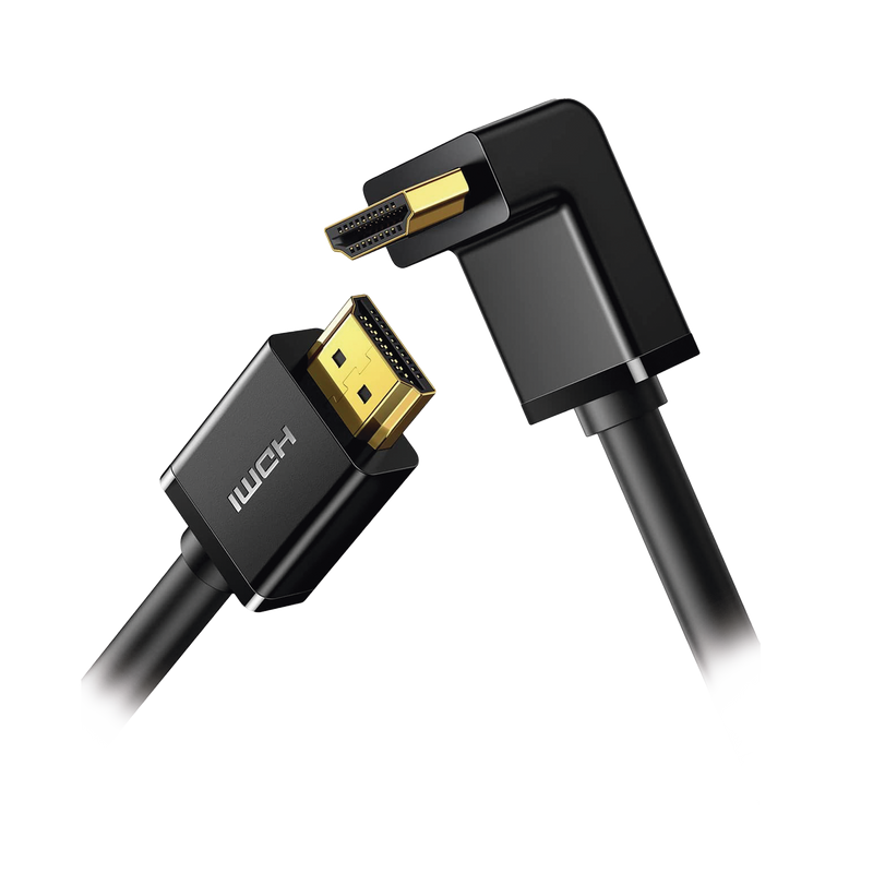 10174 Cable HDMI 2.0  en Angulo de 90°  / 3 m / 4K@60Hz / HDR / 3D / HEC (Canal Ethernet HDMI) / ARC (Canal de Retorno de Audio / CEC / 32 canales de Audio / HDCP 2.2 / Dolby Atmos / 18 Gbps / Blindaje Múltiple