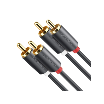 Cable de Audio 2 RCA Macho a 2 RCA Macho / 3 Metros / Color Negro / Alta Calidad /Anillos de goma para asegurar un agarre firme al instalar o quitar el cable - Toer