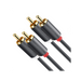 Cable de Audio 2 RCA Macho a 2 RCA Macho / 3 Metros / Color Negro / Alta Calidad /Anillos de goma para asegurar un agarre firme al instalar o quitar el cable - Toer
