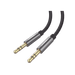 Cable Auxiliar 2 Metros / Conector 3.5mm a 3.5mm / Macho a Macho / Cubierta de TPE / Carcasa de Aluminio / Color Negro - Toer