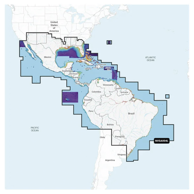 010-C1285-00 Cobertura Marítima / Costa de México, Centroamérica y Brasil / Incluye Golfo de EE. UU. y Costa Oriental / Bermudas, Bahamas, Cuba, Puerto Rico / Islas Vírgenes, Jamaica, Canal de Panamá / Costa Occidental de Sudam&eacut