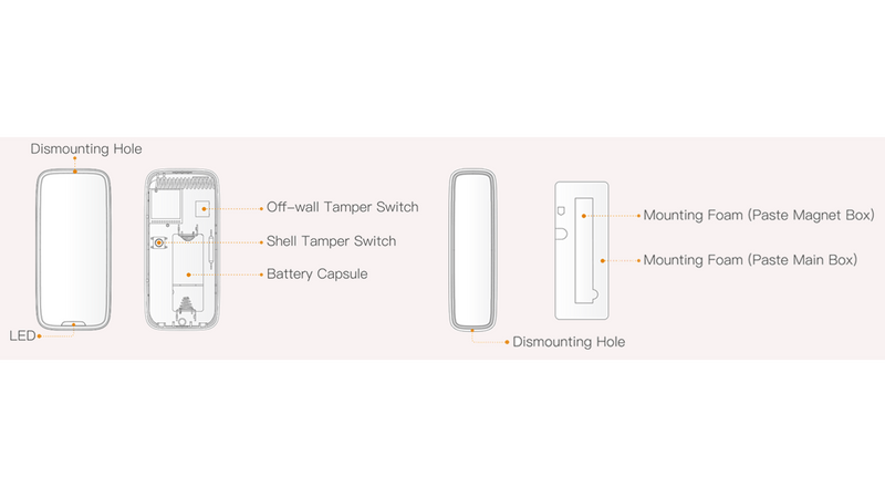 IMOU DOOR CONTACT (ARD311-SW-imou) - Contacto Magnetico Inalambrico, detecta la apertura de puertas y ventanas en un rango de 25-45 mm. Con un indicador LED y frecuencia de 433 MHz, mejora la seguridad del hogar.