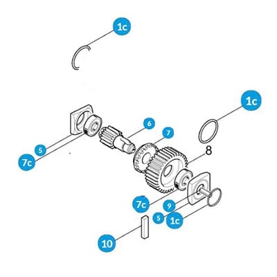 119-RIG051 Arbol Lento con engrane de plástico para barreras GARD4, G4000 y G6000