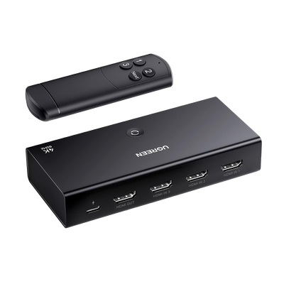 Conmutador HDMI Switch 4@60Hz | 3 Entradas a 1 Salida | 3D | HDR | Dolby Atmos | DTS5.1/7.1 | HDCP2.2 | PCM2.0 | HDMI2.0 | Reduce el Retraso y la perdida de fotogramas | Incluye Control Remoto. - Toer